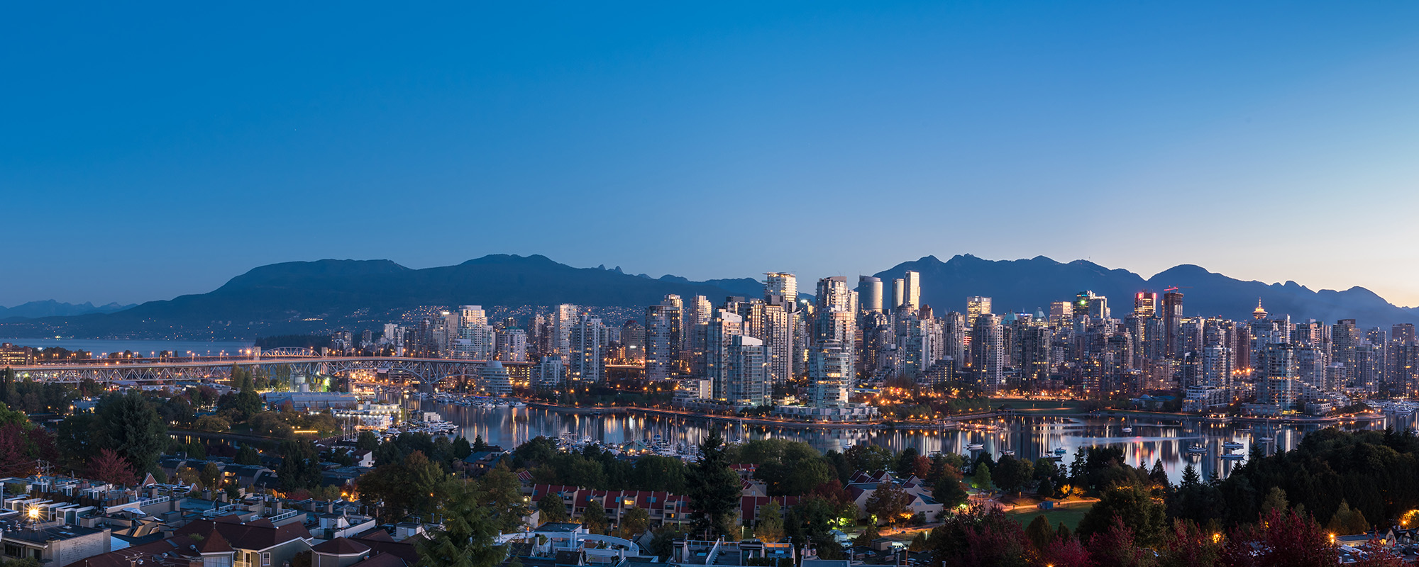 Vancouver, BC Skyline with North Shore Mountains